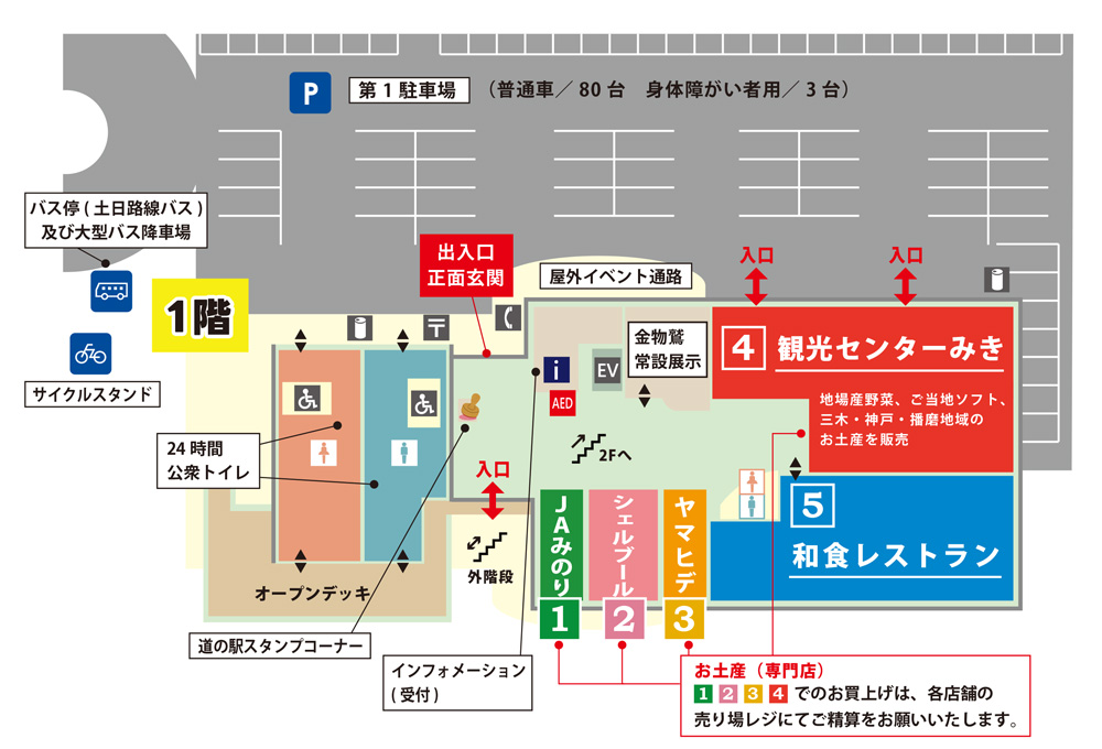 道の駅みき館内マップ1F